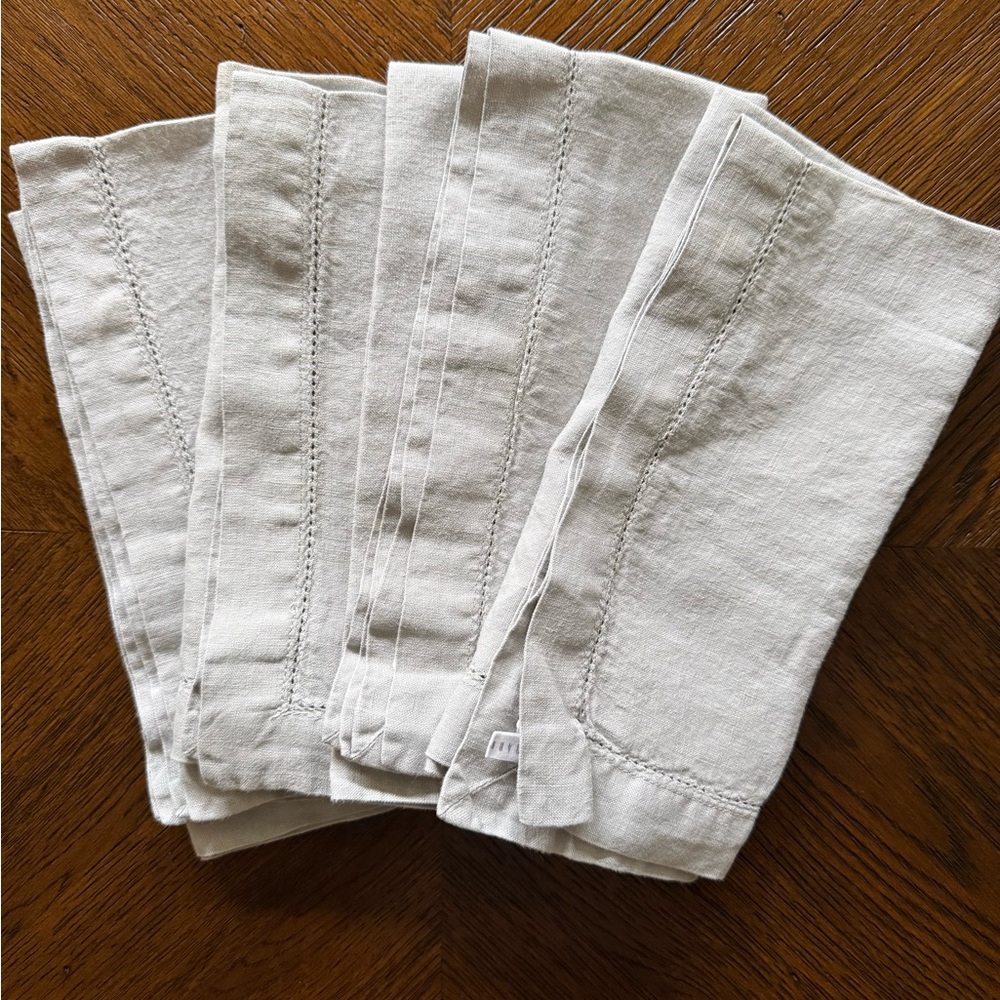 Pottery Barn Soft Gray Linen Napkins
